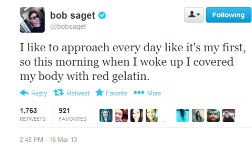 A brilliant array of swagtastic tweets from the gentleman himself, Bob Saget