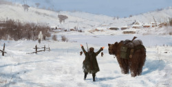 jakubsan: Happy New 2015 everyone! :)&lsquo;back home&rsquo; - the first painting of this year, obviously from my 1920+ series and 'Scythe&rsquo;. this time, ‘Wojtek’ meets ‘Baśkę Murmańską’  and this is not her last word.Cheers!  