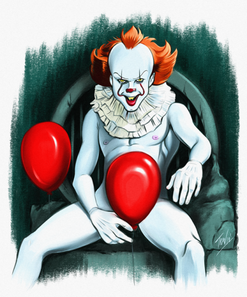 ibtravart:Another sexafied horror icon: Pennywise!BEEP BEEP muthatruckaz!Pop! Pop! Pop! Monday&rsquo