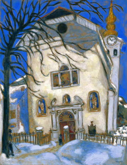 artist-chagall: Snow-covered church, 1927, Marc Chagall