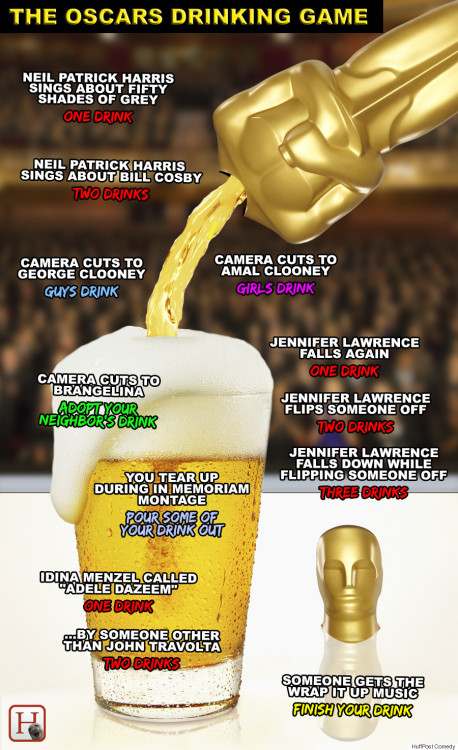 tastefullyoffensive:  The Oscars Drinking Game by HuffPost Comedy