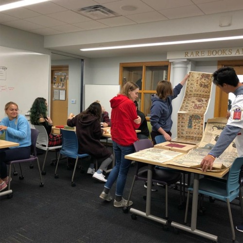 Intro to Visual Culture class visiting Special Collections today—looking at everything from me