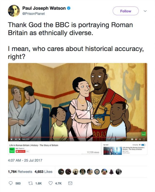 jumpingjacktrash: the-future-now:  “You want to talk history, be prepared to be schooled.” (via) follow @the-future-now  seriously, jeez. i can see people honestly believing that, for instance, vikings were all white – we know they traveled far,