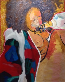 paintastuff:   &ldquo;Lady Bluesey in Wind Breaker&rdquo; Acrylic on canvas &ldquo;24x30&rdquo; 