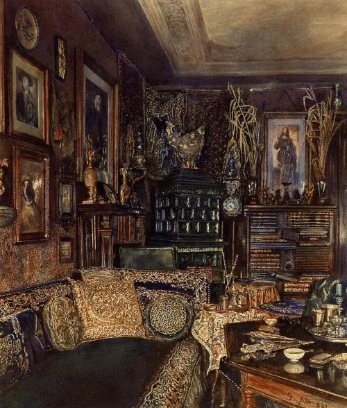 The Office of Count Lanckoronski, Vienna, 1881 by Rudolf von Alt (Austrian, 1812–1905)