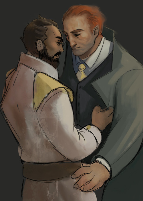 too tired to finish this aramis and theo sketch i did for warmup:’c i wish they had a happy en