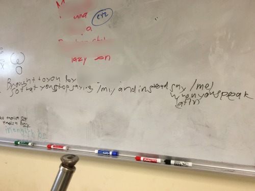 stickfiguregods:One of my 7th grade students came by to write this on the board so everyone pronounc