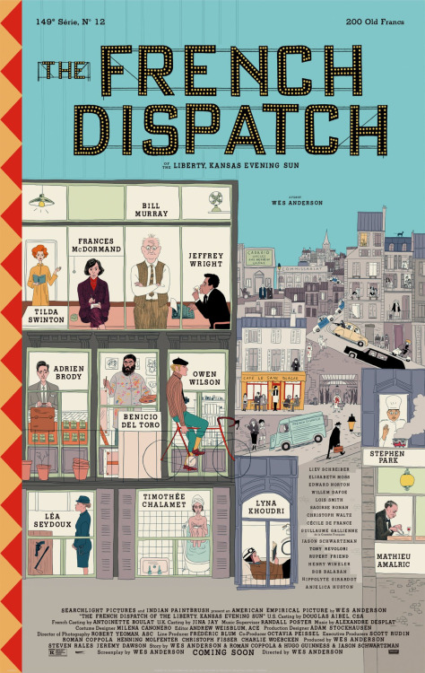 Official poster for The French Dispatch by Wes Anderson designed by Javi Aznarez