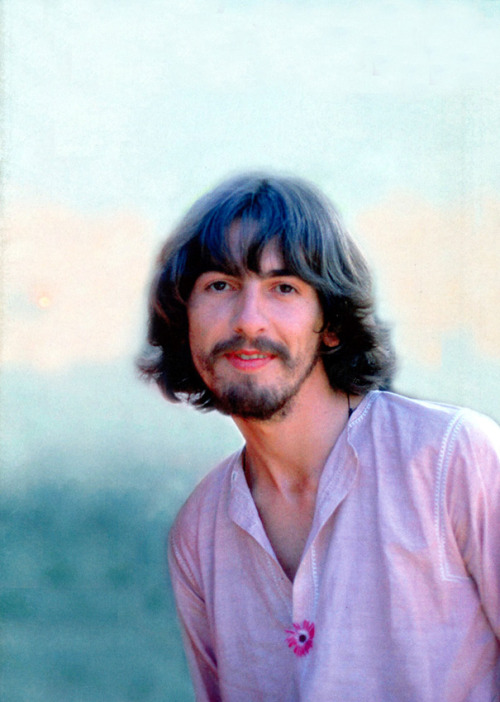 rockandrollpicsandthings: George Harrison visiting Rishikesh in India 1968, look how happy he is!