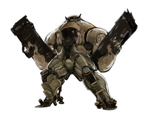 rhubarbes:  ArtStation - landmate, shinku kimMore robots here.