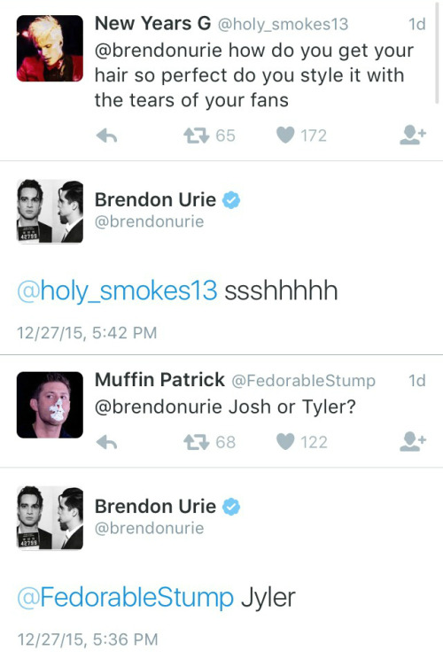 marchingclocks:Brendon’s Twitter Q&amp;A - 12/27/15