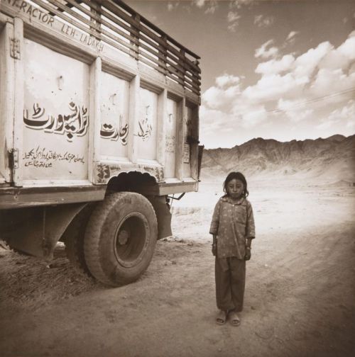 Max Pam.  Ladakhi girl, Kashmiri truck, 1977, Ladakh, India.  