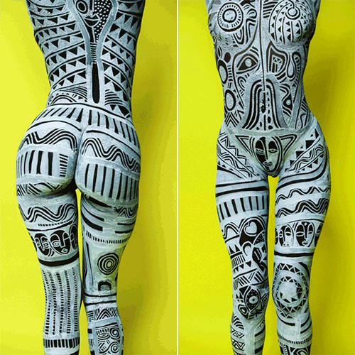 edmaximus:  I had to reformat these into gif as they were intended to be.  Laolu x MaximusSacred Art of The Ori For Colored Girls  Photo/Visual by Ed Maximus  Body Art Laolu Senbanjo Muse:  Nadia   