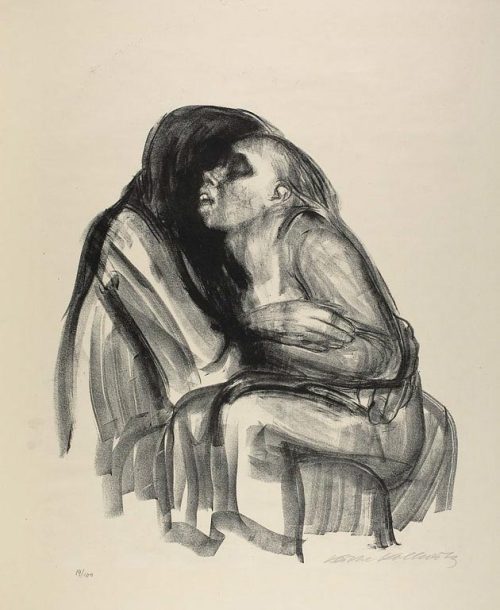 Maiden in the Lap of Death (1934) Lithograph Kathe Kollwitz (1867 - 1945)