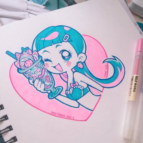 Happy Inktober! My theme this year is pink&blue <33