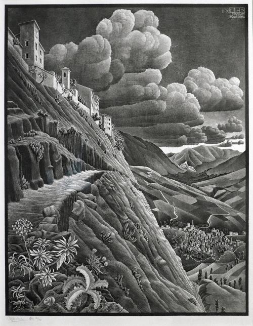 Maurits Cornelis Escher - Castrovalva, Abruzzi (1930) [3700X4800]