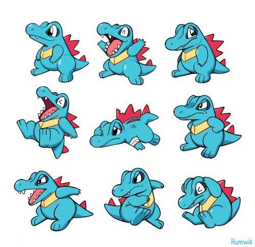 Some buizel and totodile poses! Kinda experimenting with how I want to present these, in the future 