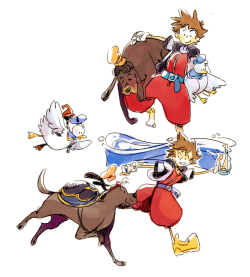 cigar-blues: some kh drawings with real dog + duck donald and goofy, ive seen some artists do that and it looked like a cute idea! 