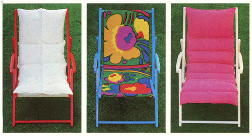 thegroovyarchives:DIY Deckchair DesignsFrom Bright Ideas For Your Home, 1978.