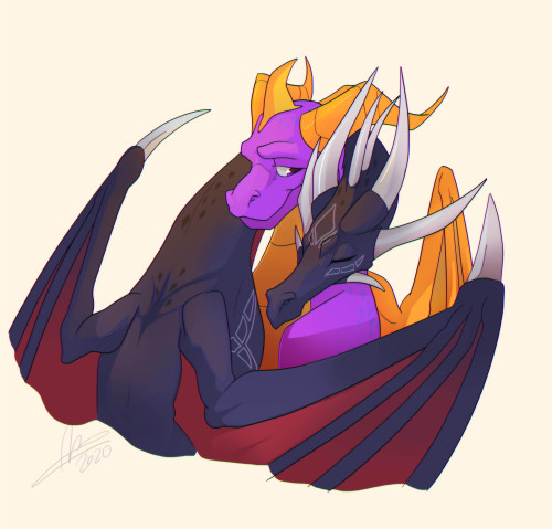 yourlepaondu:Just thinking about Cynder hugging Spyro like swans dothought i should post my Spyro&rs