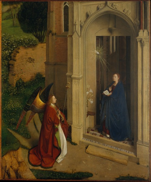 Petrus Christus (attributed), Friedsam Annunciation, 1450. Oil on wood panel, 78.7 x 65.7 cm. The Me