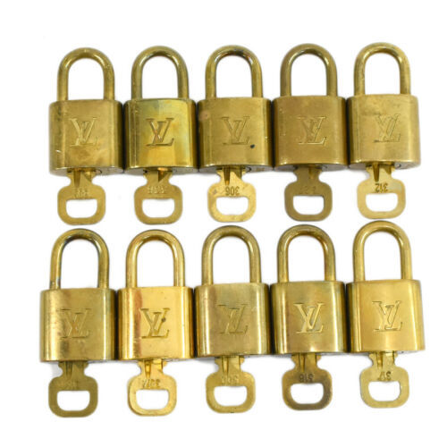 $243.5 ~ Auth LOUIS VUITTON Padlocks ＆ Keys in a set of 10 Accessory Gold, Purse Charms, Purse Acces