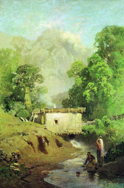 Crimean Landscape, 1873, Fyodor VasilyevMedium: oil,paperhttps://www.wikiart.org/en/fyodor-vasilyev/