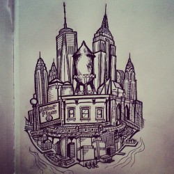 otter-of-the-arts:  What I hope the tattoo on my arm can one day be. #myart #art #drawing #nyc #tattoo #ink #sketch #newyork #wtc #empirestate