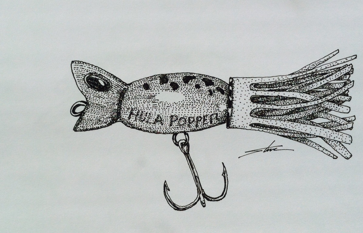 Thursday File Drawings on Tumblr: Theme: Fishing Lures - ink drawing;  sketch - August 30 - Drawing number for the year #242 - 2014 - see below  '#tf fishing lures
