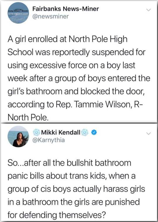swolerbear: theconcealedweapon:  Proof that it was always about transphobia (transmisogyny specifically) and not protecting (cis) women  
