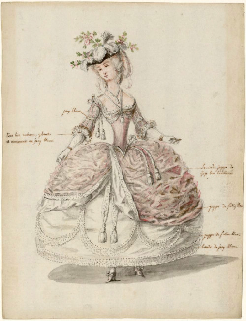 Illustration of court dresses from 1785 and 1786, French