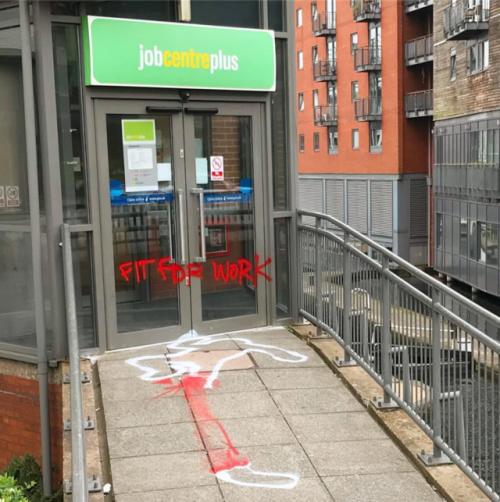 veganvenom: This graffiti appeared overnight at 5 different job centres in Birmingham. It’s re