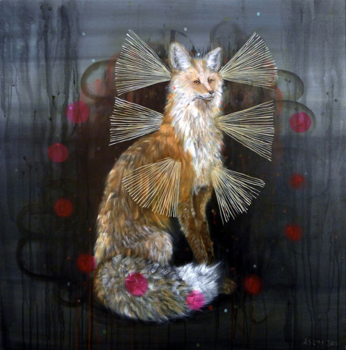 Anne Siems (German, b. 1965, Berlin, Germany, based Seattle, WA, USA) - Magic Fox, Paintings: Acryli