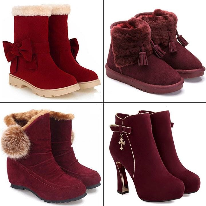 ideservenewshoesblog:  Trendy Metal Embellishment Plain High-Heels-Boots - Claret