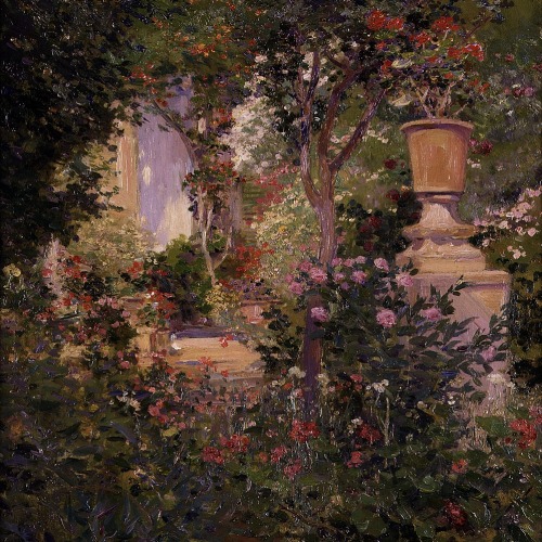 shahmeran:  gardens in art 💐jardin benlliure by jose benlliure gil / mission san juan capistrano by gustave baumann / glorieta al atardecer by santiago rusiñol   / jardín by eliseo meifren i roig / milton park by cressida campbell    / kiki’s