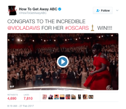htgawmsource:  How To Get Away With Murder, cast &amp; crew respond to Viola Davis’ Oscar Win for ‘Best Actress in a Supporting Role’