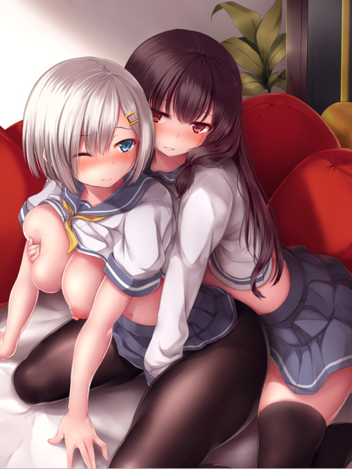 lewderkancollegirls: 百合、昼下がり by artist nicoby (@nicoby69)