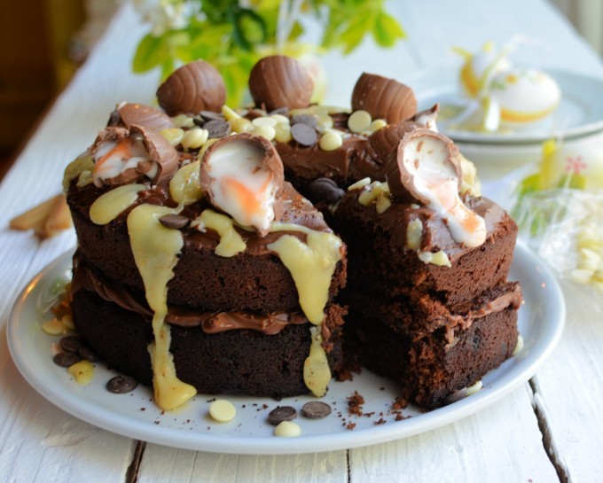 fattributes:  Creme Egg Chocolate Drizzle Cake  It looks like carnage, but kinda