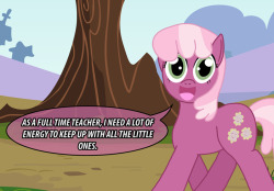 askpun:  Can’t blame a teacher for doing a commercial endorsement here and there for some extra bits, as the job doesn’t include the appropriate hazard pay of the Cutie Mark Crusaders. You should go check out our resident educational professional