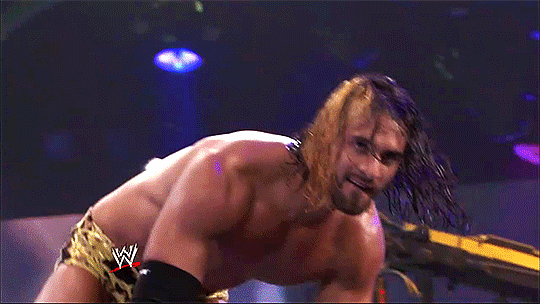 rocknrolleigns:  Seth’s reaction to Hunico mocking his entrance
