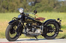 americabymotorcycle:  A four-cylinder motorcycle like this 1933 Indian Four was a luxury item for a private owner, as they were usually much more expensive than their single- and twin-cylinder counterparts.  