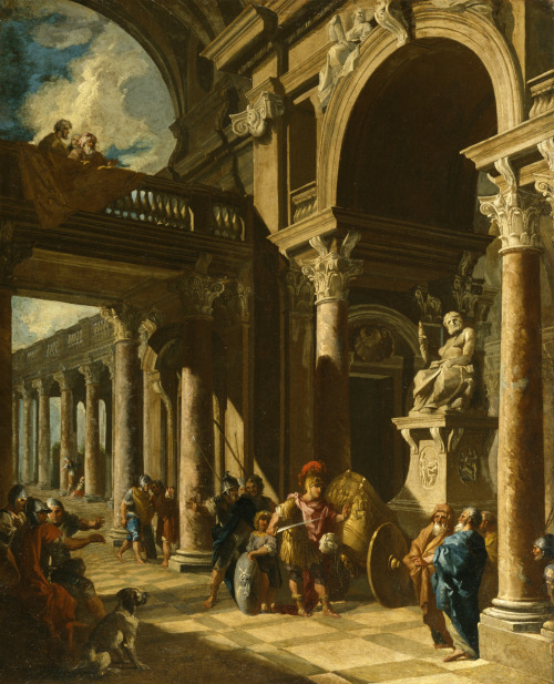 didoofcarthage:  Alexander the Great Cutting the Gordian Knot by Giovanni Paolo Panini Italy, c. 1718-1719 oil on canvas Walters Art Museum  