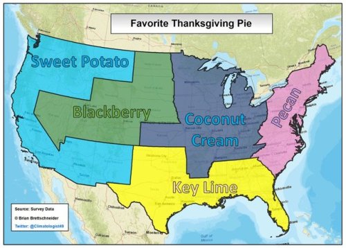 mapsontheweb: The favorite Thanksgiving Day pie by region, @Climatologist49