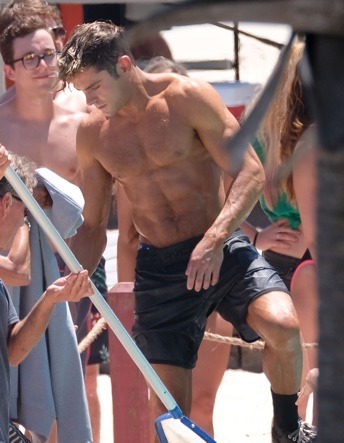 Zac Efron at Baywatch set
