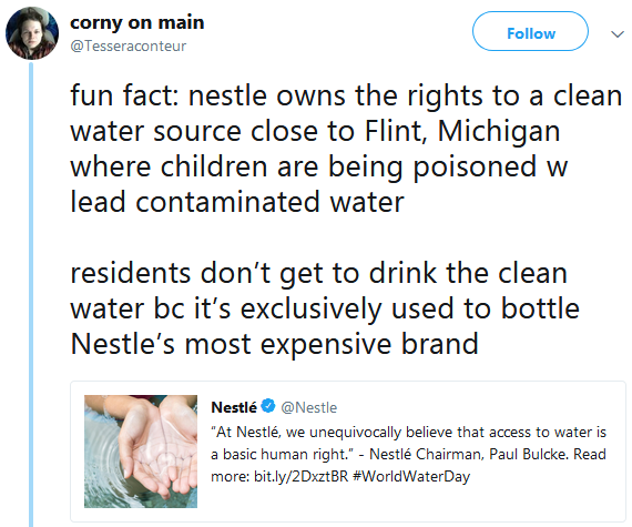 chiaroxoscuro:  niggazinmoscow: Capitalism doing what it does best.  Nestle makes