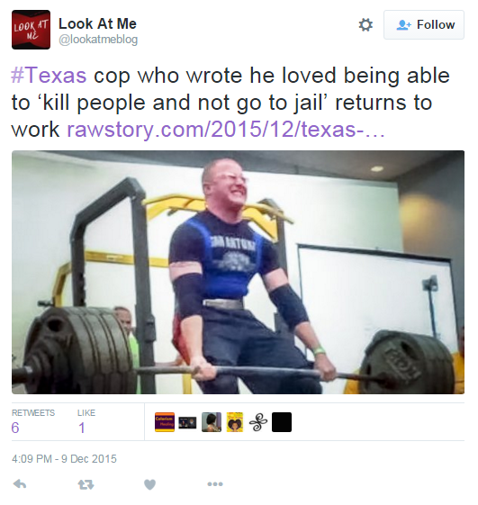 Texas cop returning to work despite writing that he loved being able to ‘kill people