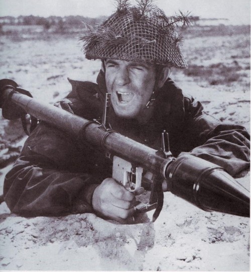 East German soldier armed with a RPG-2 antitank grenade launcher.