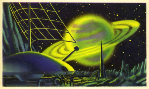 humanoidhistory:Soviet postcards featuring space art by Andrei Sokolov, 1963-1980.