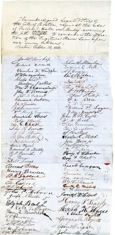 On this day in 1850, the Boston’s Board of Aldermen approved this petition to use Faneuil Hall to “c