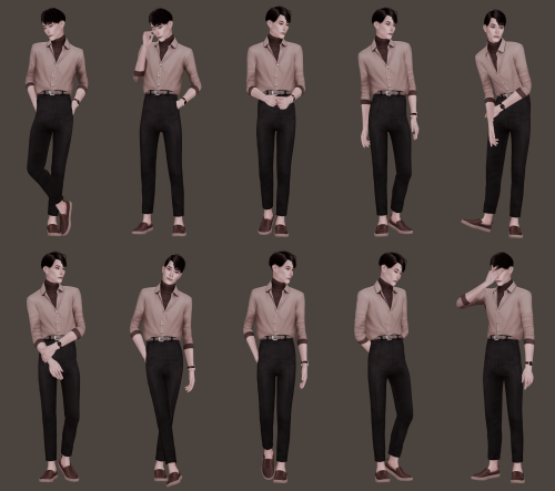 Male Model Pose Pack N3- 20 male poses- ingame and cas- “all in one” included- cas traits: loves out